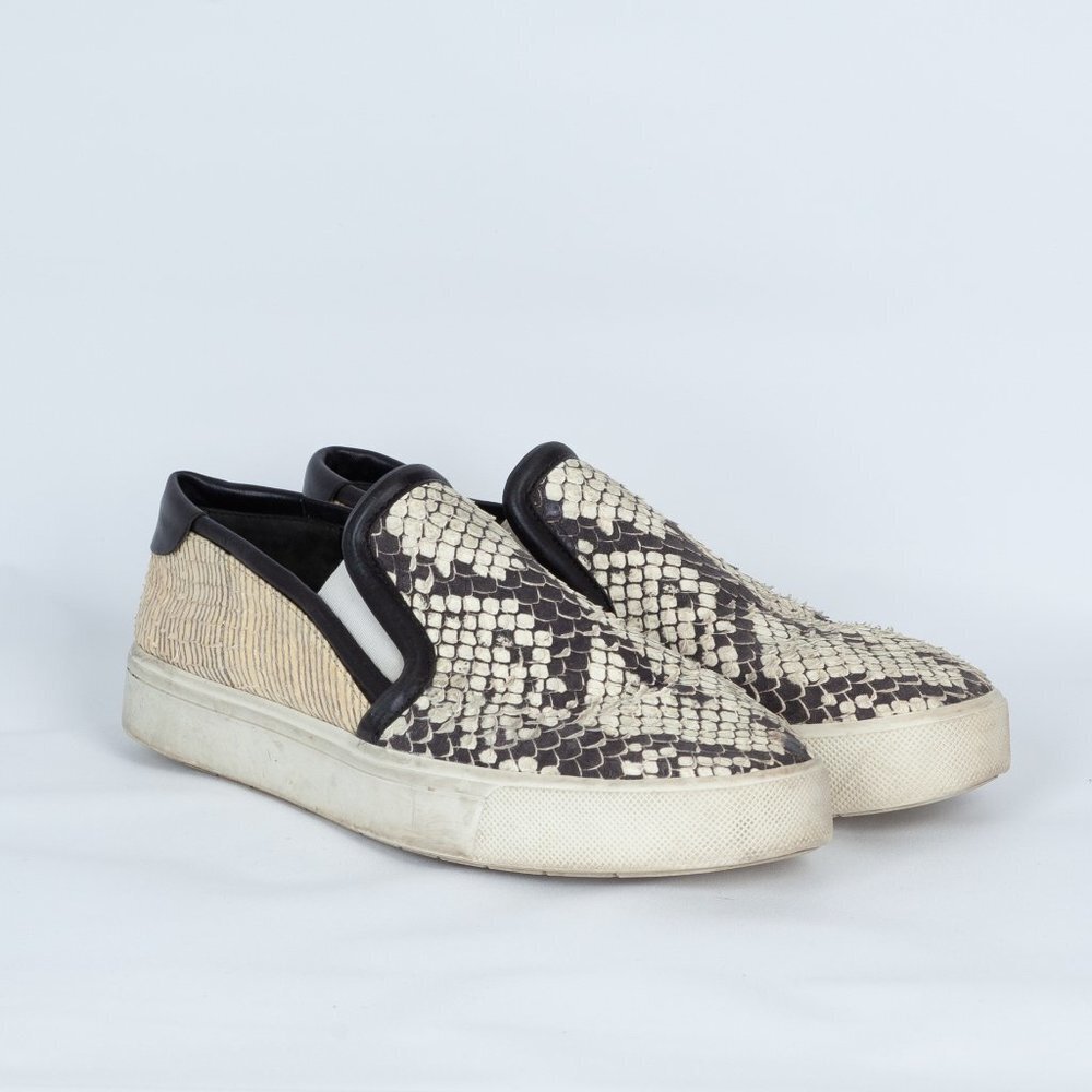 Vince Classic Leather Snakeskin‎ Slip-On Sneakers Size 7